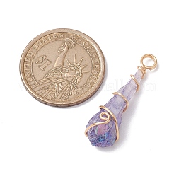Electroplated Natural Quartz Crystal Copper Wire Wrapped Pendants&nbsp;PALLOY-JF02676-01