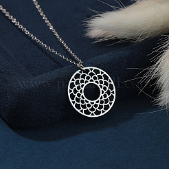 201 Stainless Steel Hollow Scaled Donut Pendant Necklaces&nbsp;FS-WG274E3-02