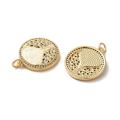 Brass Micro Pave Cubic Zirconia with Synthetic Opal Pendants&nbsp;KK-D096-10G