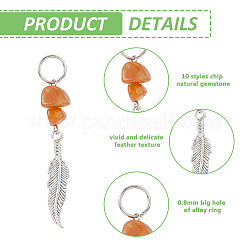 40Pcs 10 Styles Chip Natural Gemstone Big Pendants&nbsp;PALLOY-FH00058