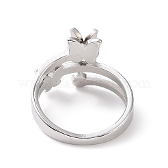 Crystal Rhinestone Butterfly Finger Ring&nbsp;RJEW-D120-09B-P