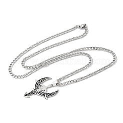 201 Stainless Steel Black Enamel Moon Goddess Pendant Necklaces&nbsp;LS-NJEW-H065-10P