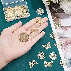 40Pcs 2 Styles 201 Stainless Steel Filigree Pendants&nbsp;STAS-UN0035-73