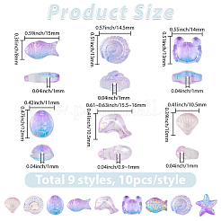 90Pcs 9 Styles Transparent Spray Painted Glass Beads&nbsp;GLAA-BM0001-02A