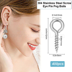 400Pcs 304 Stainless Steel Screw Eye Pin Peg Bails&nbsp;STAS-BBC0005-10