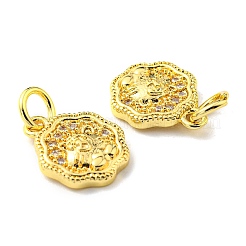 Rack Plating Brass Micro Pave Cubic Zirconia Charms&nbsp;KK-D036-15G