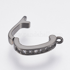 Brass Micro Pave Cubic Zirconia Fold Over Clasps&nbsp;ZIRC-F083-116B-RS