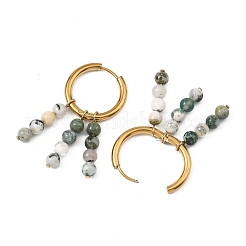 Natural Mixed Stone Hoop Earring for Women&nbsp;EJEW-JE07100