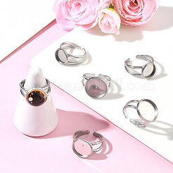 6Pcs 3 Styles 304 Stainless Steel Cuff Ring Settings&nbsp;STAS-BBC0008-14P