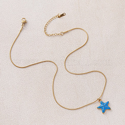 Vintage Ocean 304 Stainless Steel Enamel Starfish Pendant Necklaces for Women&nbsp;LS-FT5866