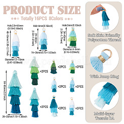 16Pcs 8 Styles Polycotton(Polyester Cotton) Tassel Pendant Decorations&nbsp;FIND-TA0009-19