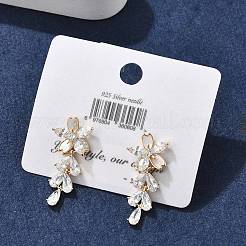 Brass Clear Cubic Zirconia Stud Earrings&nbsp;EJEW-D301-06G-03