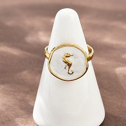 304 Stainless Steel Enamel Open Cuff Rings for Women&nbsp;RJEW-K301-06A-02