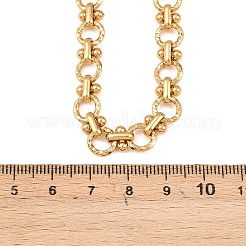8MM 304 Stainless Steel Textured Ring Link Chain Necklaces&nbsp;NJEW-Z105-04G-01