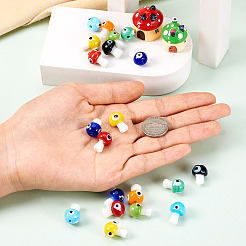 32Pcs 8 Colors Handmade Evil Eye Lampwork Beads&nbsp;LAMP-CD0001-20