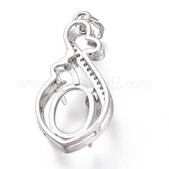 Brass Micro Pave Clear Cubic Zirconia Open Back Bezel Pendant Cabochon Settings&nbsp;ZIRC-I049-09