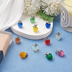 10Pcs Apple Gemstone Charm Pendant Crystal Quartz Healing Natural Stone Pendants Pink Silver Buckle for Jewelry Necklace Earring Making Crafts&nbsp;JX525D