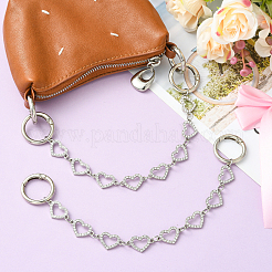 2Pcs Zinc Alloy Crystal Rhinestone Heart Link Boot Strap Chains&nbsp;HJEW-SW00393