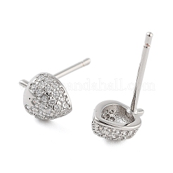 Rack Plating Strawberries Brass Stud Earrings&nbsp;EJEW-N055-31P-RS