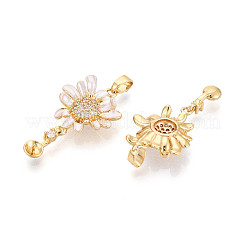 Brass Micro Pave Cubic Zirconia and Enamel Cup Pearl Peg Bails Pin Pendants&nbsp;KK-T079-48G