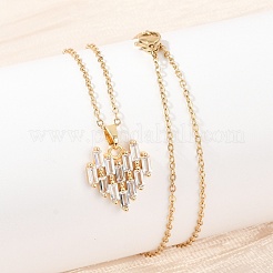Heart Brass Micro Pave Cubic Zirconia Pendant Neckalces&nbsp;NJEW-C076-25G