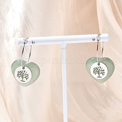 Natural Green Aventurine & 304 Stainless Steel Hoop Earrings for Women&nbsp;EJEW-G475-05P-07