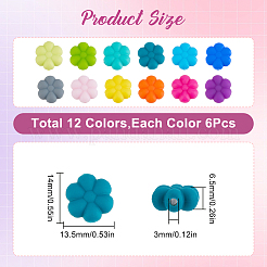 72Pcs 12 Colors Flower Food Grade Eco-Friendly Silicone Beads&nbsp;SIL-SC0002-10