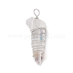 Raw Rough Natural Crystal Quartz Copper Wire Wrapped Big Pointed Pendants&nbsp;G-E593-01P