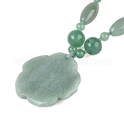 Natural Green Aventurine Flower Pendant Necklaces&nbsp;NJEW-N064-08I