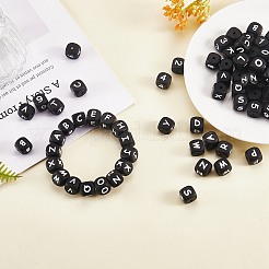 108 Pcs White Cube Silicone Beads Letter Number Square Dice Alphabet Beads with 2mm Hole Spacer Loose Letter Beads for Bracelet Necklace Jewelry Making&nbsp;JX438B