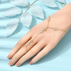 Brass Micro Pave Cubic Zirconia Mittens Bracelets&nbsp;BJEW-C156-01G-04