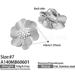 316 Stainless Steel & Shell Pearl Finger Rings for Women&nbsp;WGD5389-01