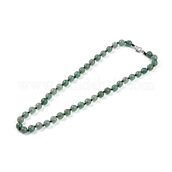 8mm Faceted Round Natural Green Aventurine Beaded Necklaces&nbsp;NJEW-F327-01A-02