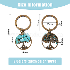 Gemstone Chip Flat Round with Tree of Life Pendant Keychain&nbsp;KEYC-AB00027