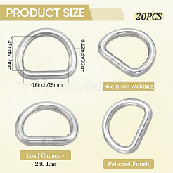 304 Stainless Steel D Rings&nbsp;STAS-CP0001-05A