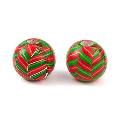 Printed Natural Wood European Beads&nbsp;WOOD-C015-07B
