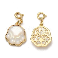 Natural White Shell Cat Paw Print Pendant Decorations&nbsp;AJEW-P108-13G