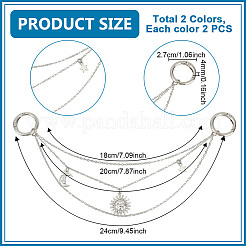 4Pcs 2 Colors Alloy Boot Strap Chains&nbsp;HJEW-DR00130