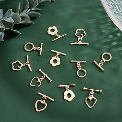 24Pcs 6 Styles Rack Plating Brass Toggle Clasps&nbsp;KK-DC0001-45