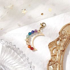 Chakra Natural Gemstone Wire Wrapped Moon Pendant Decorations&nbsp;HJEW-TA00241