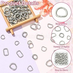 60Pcs 6 Styles 304 Stainless Steel D Rings&nbsp;STAS-CJ0003-36