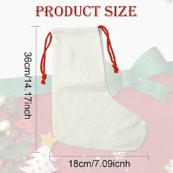 Linen Heat Transfer Christmas Stocking Pendant Decorations&nbsp;AJEW-YWC0001-09