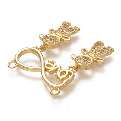 Brass Micro Pave Clear Cubic Zirconia Pendant Links&nbsp;ZIRC-C020-33G