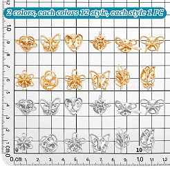 24Pcs 24 Styles Flower/Heart/Star/Butterfly/Leaf Allloy Anti-glare Lapel Pin Backs Brooches&nbsp;JEWB-PH0001-57