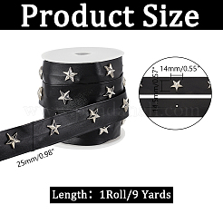 9 Yards Brass Star Stud Black PU Leather Trimmings&nbsp;FIND-AR0004-71
