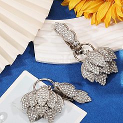 2Pcs Flower Alloy Rhinestone Snap Lock Clasps&nbsp;FIND-FH0018-22B