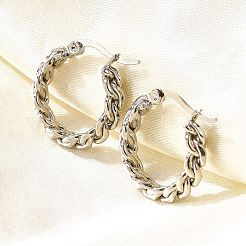 201 Stainless Steel Hoop Earrings&nbsp;EJEW-Q026-14P-B