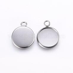 Tarnish Resistant 304 Stainless Steel Pendant Cabochon Settings&nbsp;STAS-T008-128