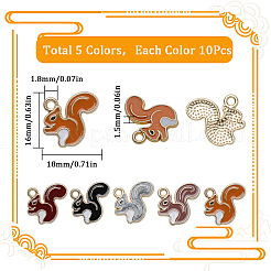 50Pcs 5 Colors Alloy Enamel Pendants&nbsp;ENAM-SC0004-07