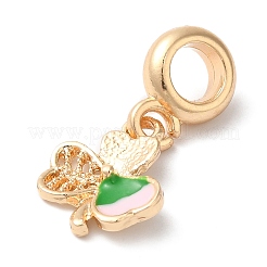 Rack Plating Alloy Green & Pink Enamel European Dangle Charms&nbsp;PALLOY-S189-12G